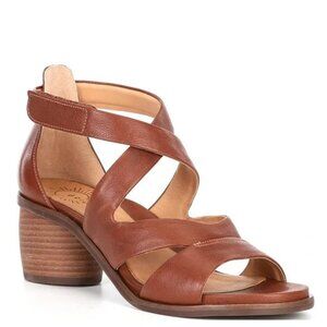 NEW Brioso Verandah Leather Block Heel Comfort Sandals in Brown